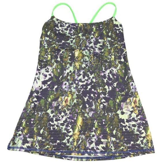 LULULEMON Dancing Warrior Tank Sz 8 Floral Sport White Multi / Pistachio - Picture 6 of 10